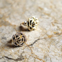 Black Gold Rose Earrings Small