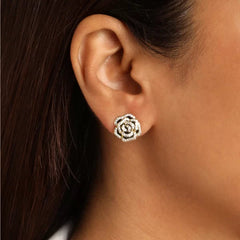 Black Gold Rose Earrings Small