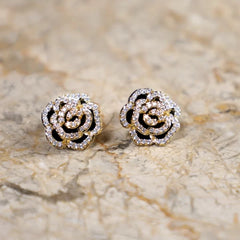 Black Gold Rose Earrings Small