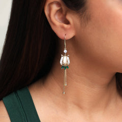 Green Lotus Diamond Earrings