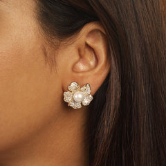 Leila Pearl Earrings-Silver