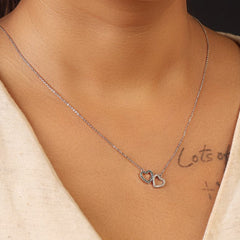 Twins Heart Pendant Silver