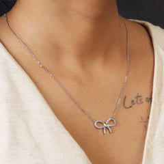 Knot Diamond Pendant- Silver