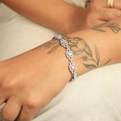 Leonora White Diamond Bracelet-Silver