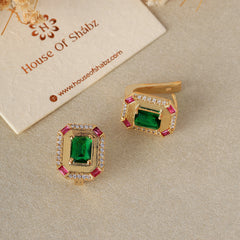 Ruby Green Diamond Earrings