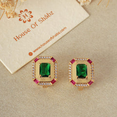 Ruby Green Diamond Earrings