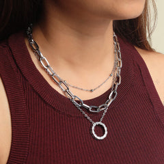 3 Line Rasha Stack Chain-Silver