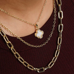 3 Line White Clover Stack Chain