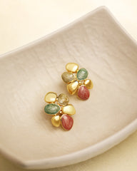 4 Stone Reva Color Earrings Red