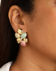 4 Stone Reva Color Earrings Red