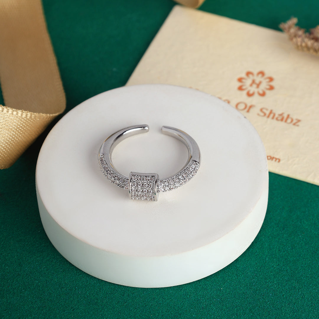 Athensng Ring -Free Size Silver