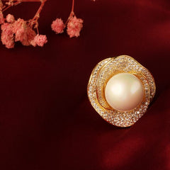 Bahar Pearl Diamond Ring Free Size