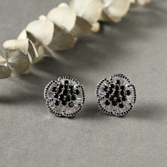 Black Flower Diamond Earrings