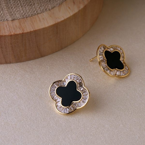 Black MOP Clover Earrings