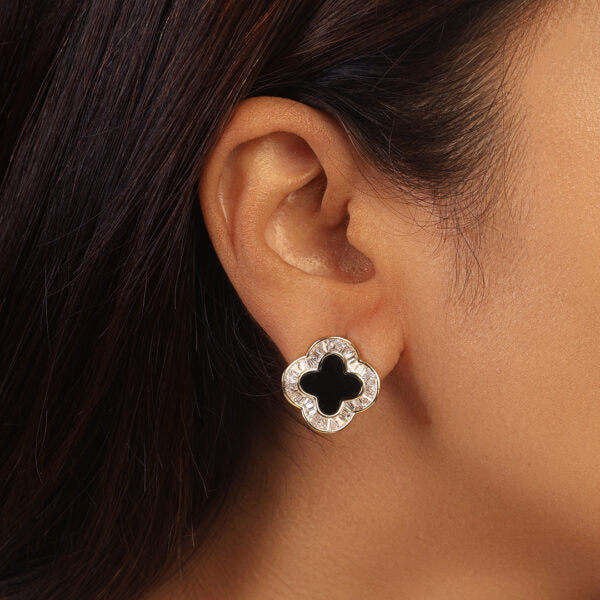 Black MOP Clover Earrings