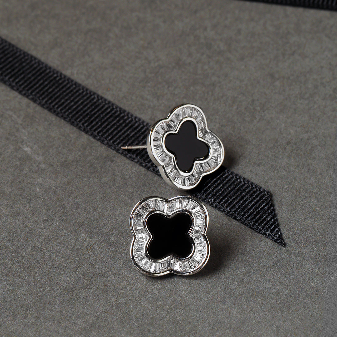 Black MOP Clover Earrings