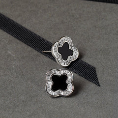 Black MOP Clover Earrings