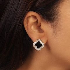 Black MOP Clover Earrings