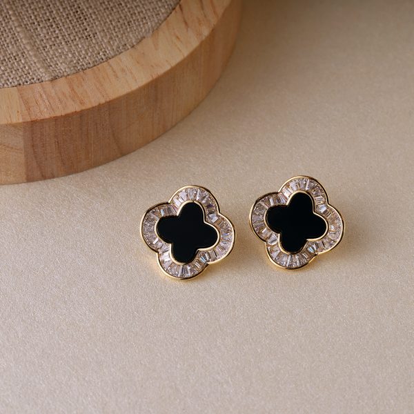 Black MOP Clover Earrings