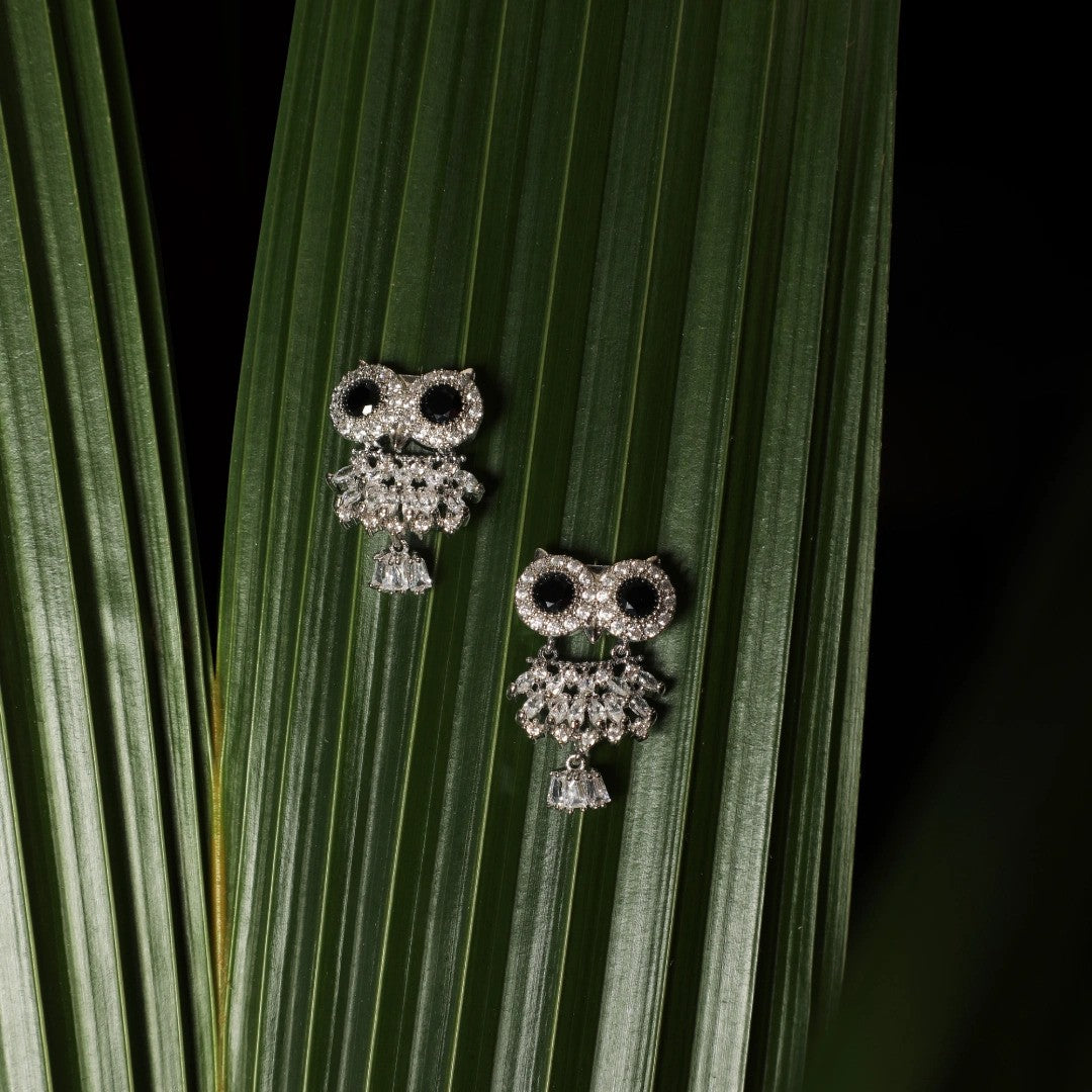 Black Eye Owl Earrings