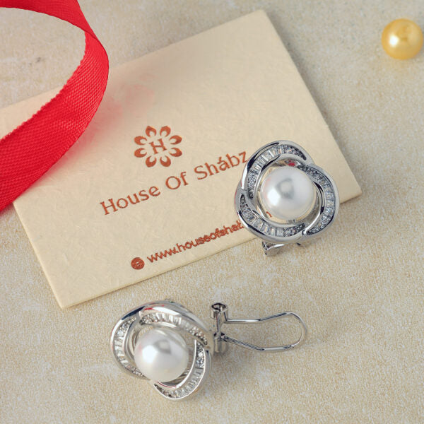Floria Pearl Earrings Silver