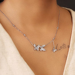 Fly Butterfly Diamond Pendant- Silver