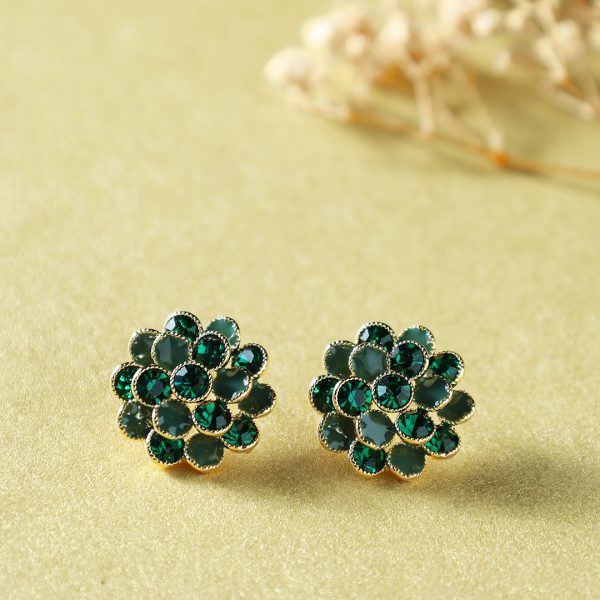 Holly Flower Earrings Green