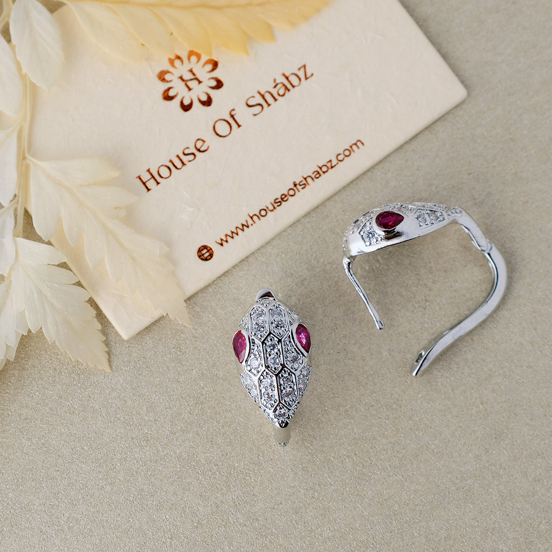 Pink Eyed Serpent Earrings