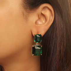 Crystal Earrings Dark Green