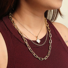 3 Line White Clover Stack Chain