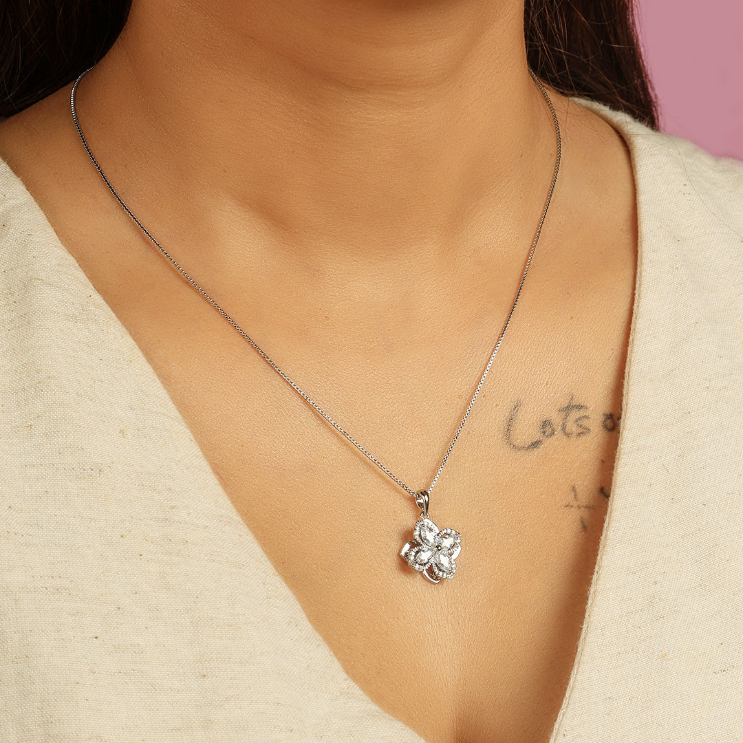 Kristin Rotating Flower Pendant- Silver