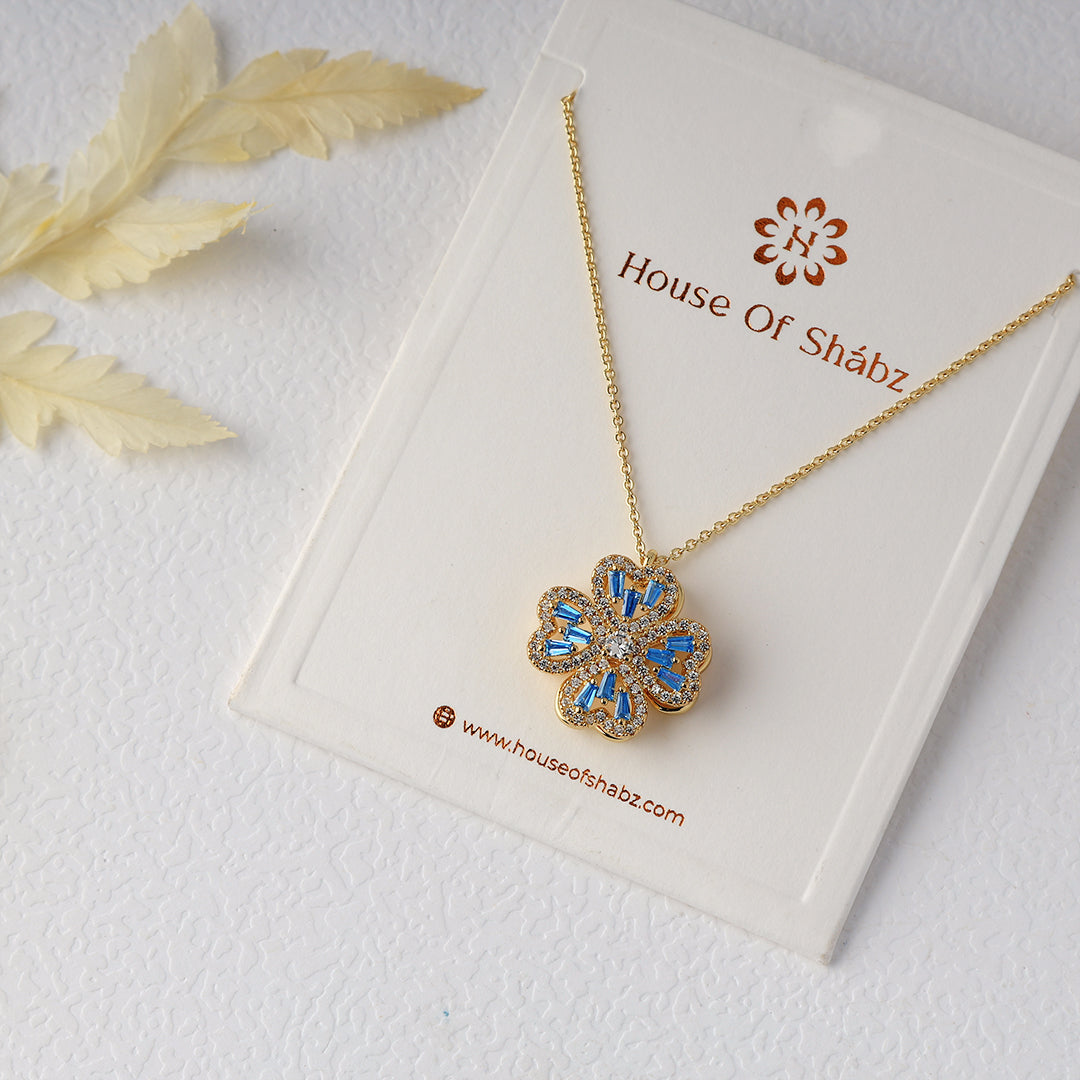 Belen Blue Flower Diamond Pendant