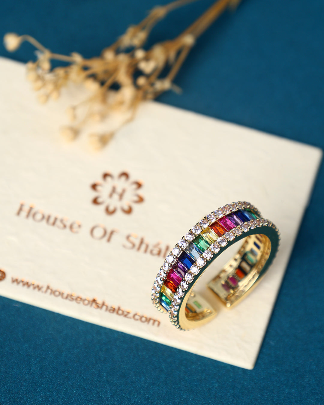 Rainbow love Ring Adjustable Gold