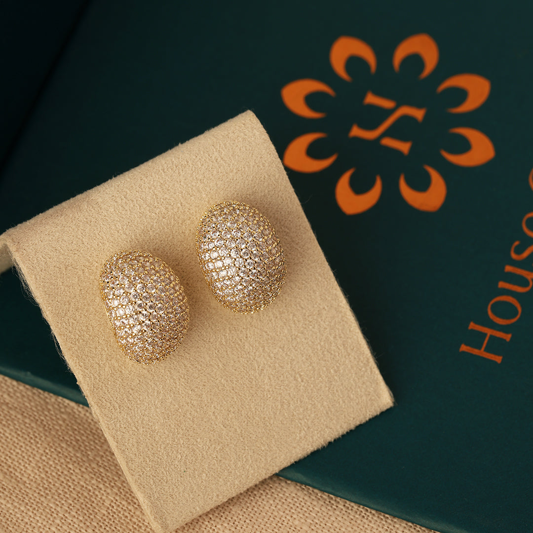 Diamond Oval Earrings Gold