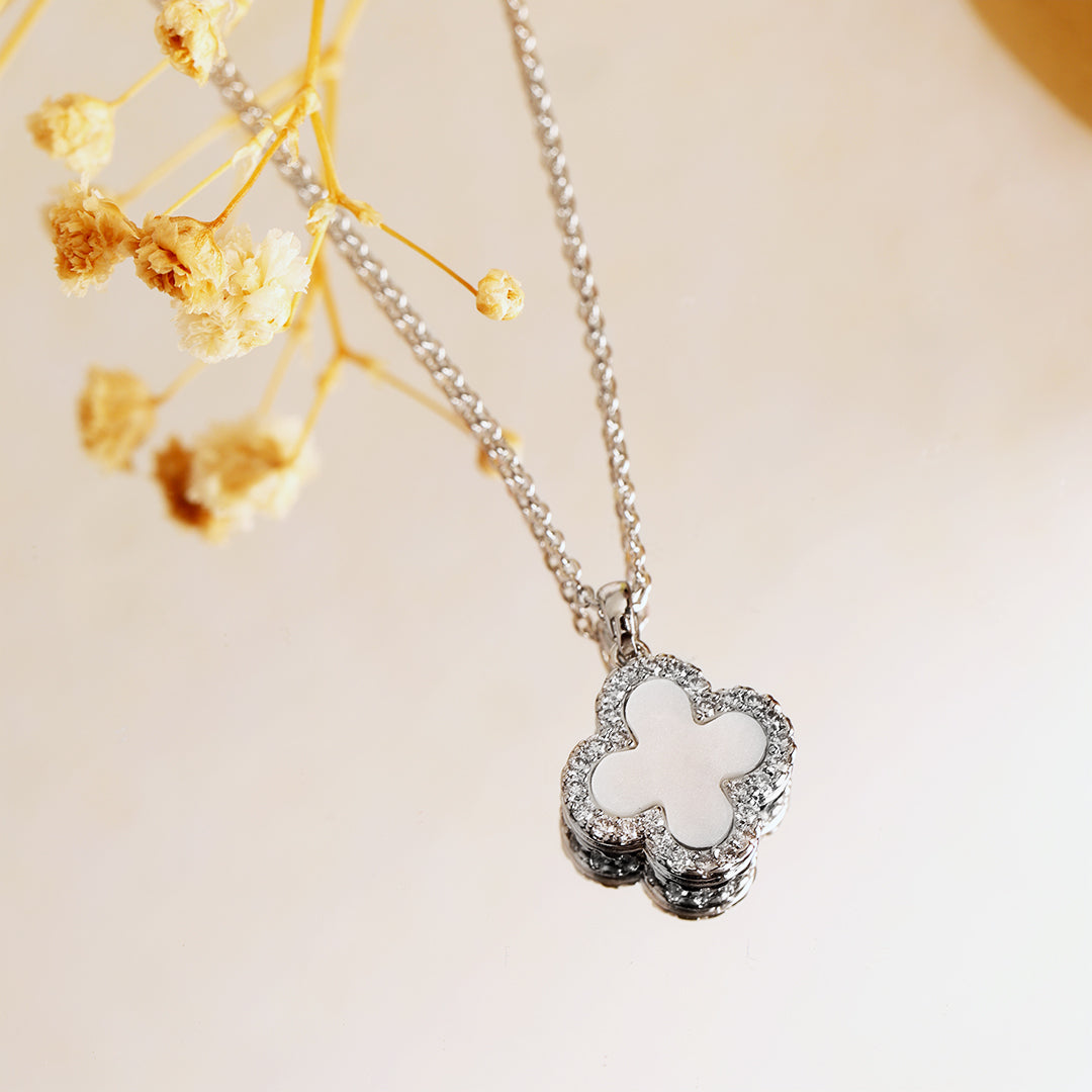 Dual Side Clover Pendant-Silver