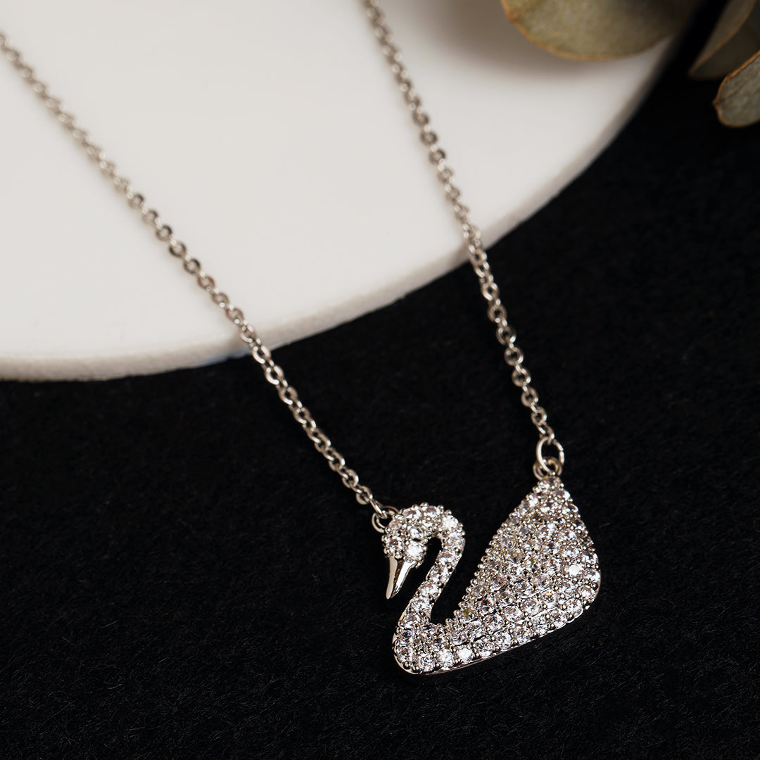 Swan Diamond Pendant Silver