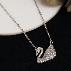 Swan Diamond Pendant- Silver