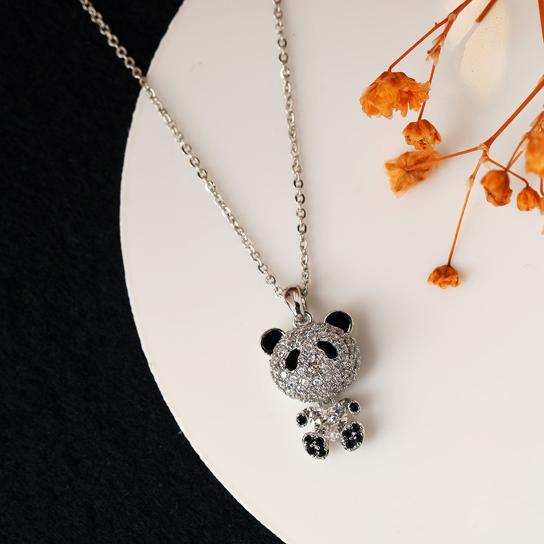 Panda Diamond Pendant Silver