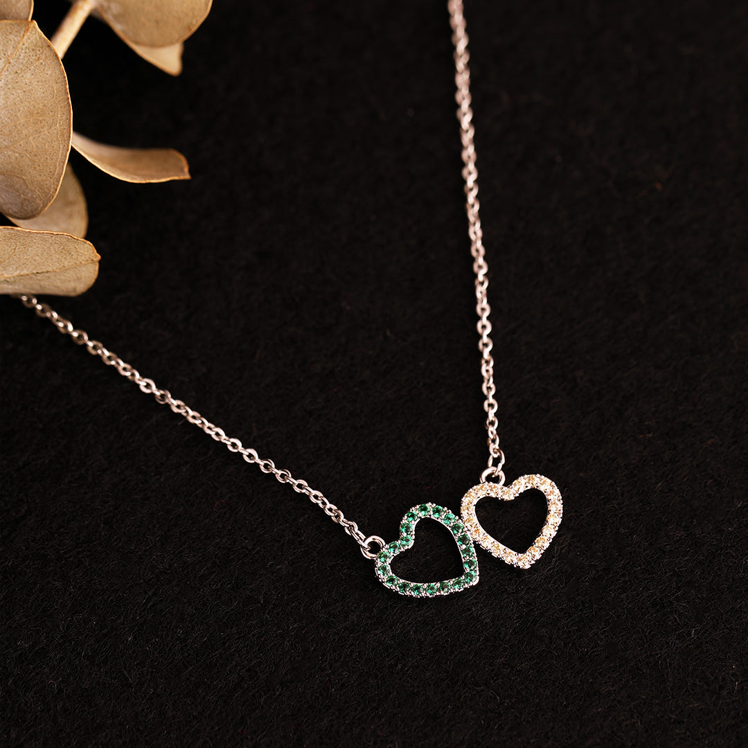 Twins Heart Pendant Silver