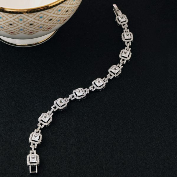 Leonora White Diamond Bracelet-Gold
