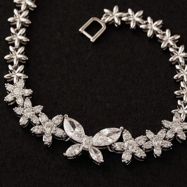 Ninfa Flower Silver Diamond Bracelet