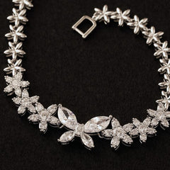 Ninfa Flower Silver Diamond Bracelet