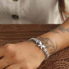 Ninfa Flower Silver Diamond Bracelet