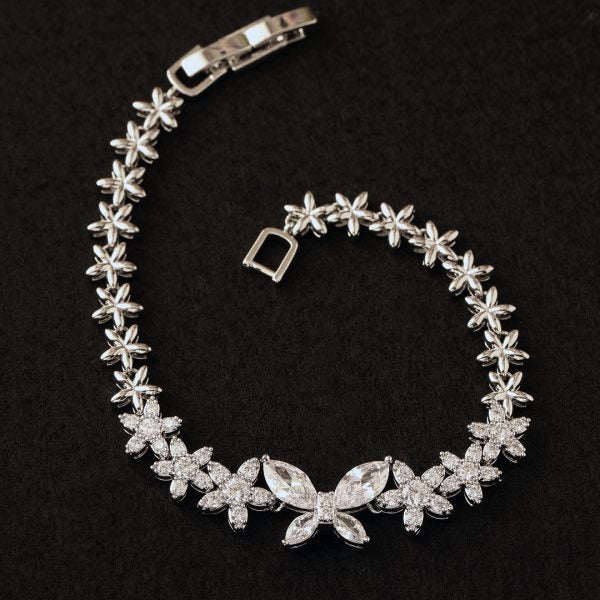 Ninfa Flower Diamond Bracelet Silver