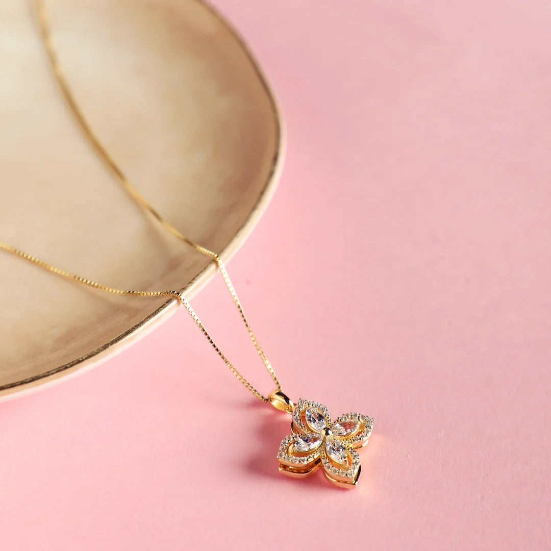 Kristin Rotating Flower Pendant- Gold