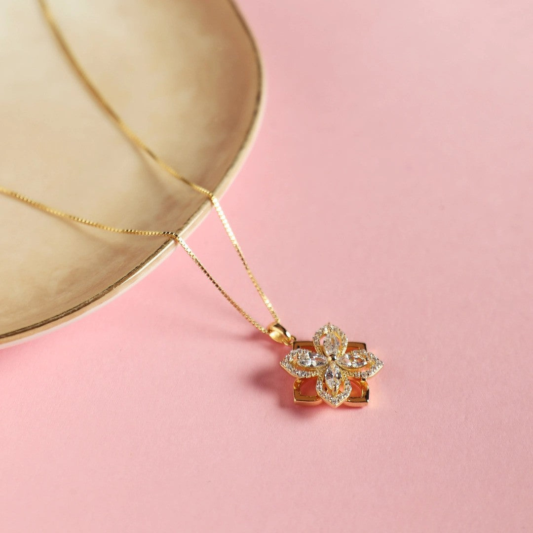 Kristin Rotating Flower Pendant- Gold