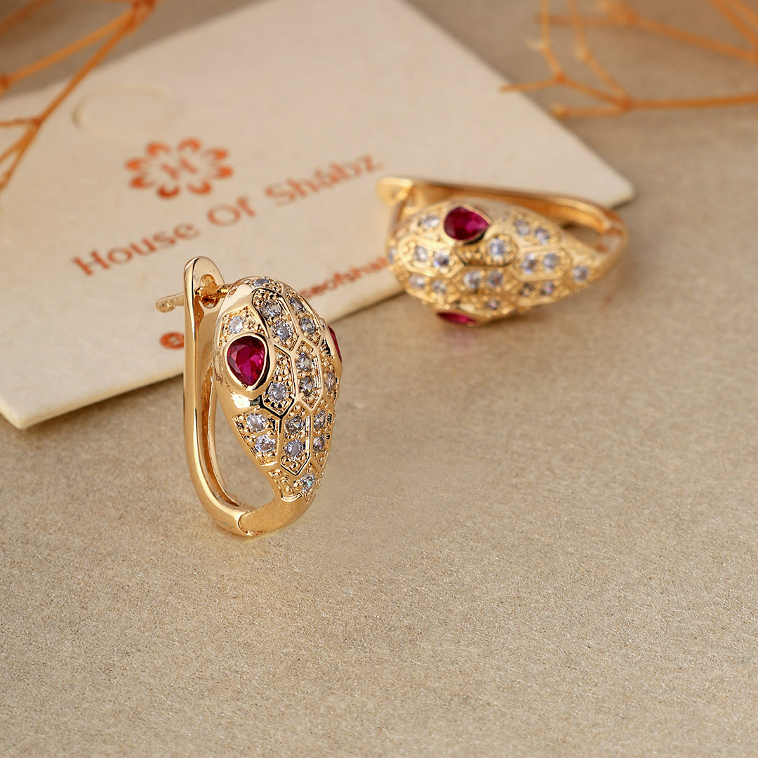 Pink Eyed Serpent Earrings