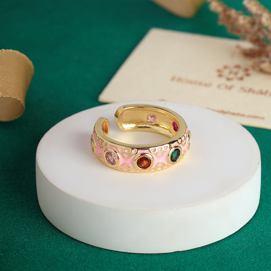 Rainbow Stone Ring -Free Size