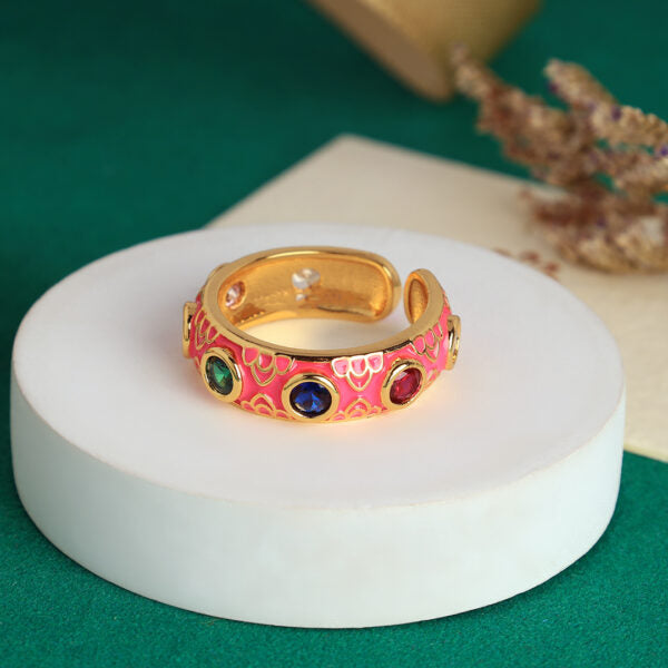 Rainbow Stone Ring -Free Size