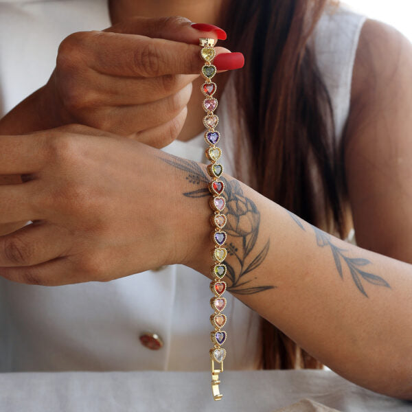 Rainbow Heart Bracelet